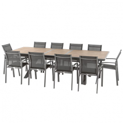Table de jardin extensible AXIOME Effet bois Honey & Praline