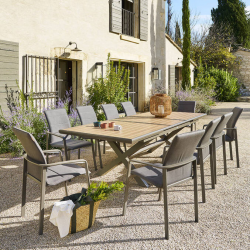 Table de jardin extensible AXIOME Effet bois Honey & Praline