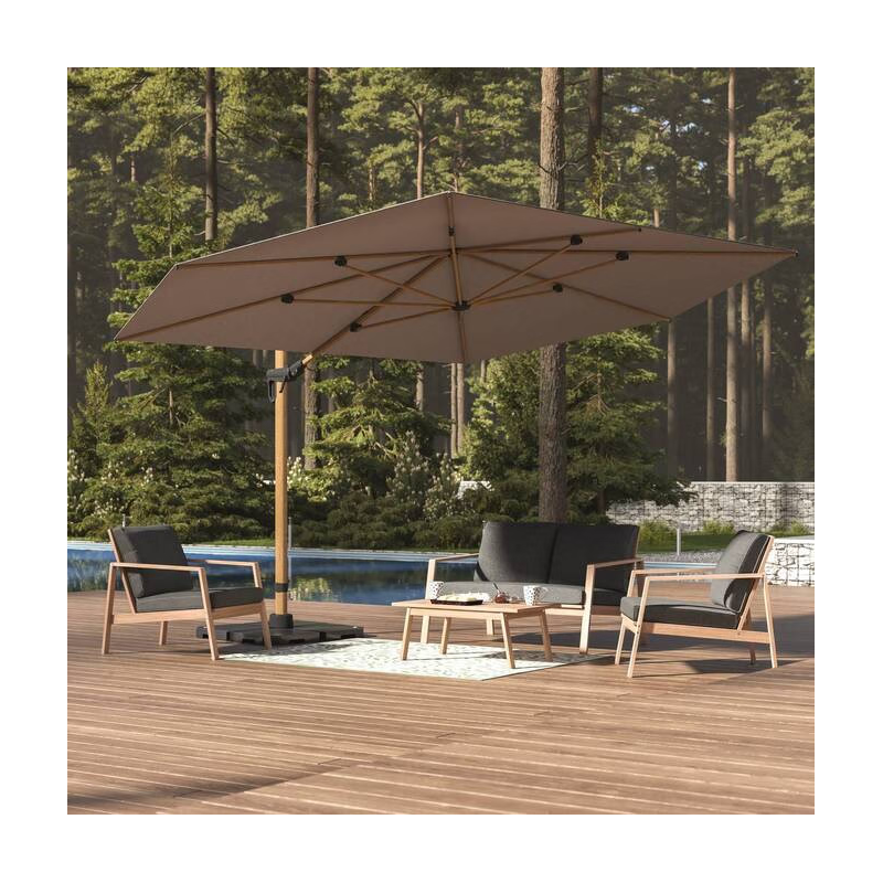 Parasol déporté hexagonal TIKEO Platine & Honey