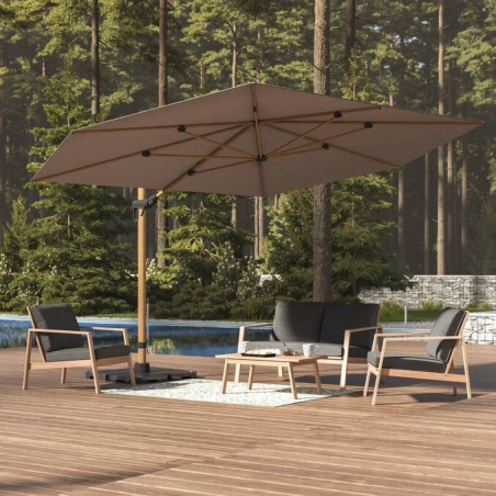 Parasol déporté rectangulaire inclinable solide, garantie 2ans